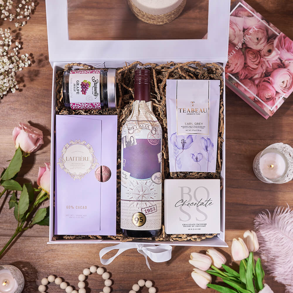 Striking Wine &amp; Chocolate Gift Box from Rhode Island Baskets - Wine Gift Set - Rhode Island Delivery
