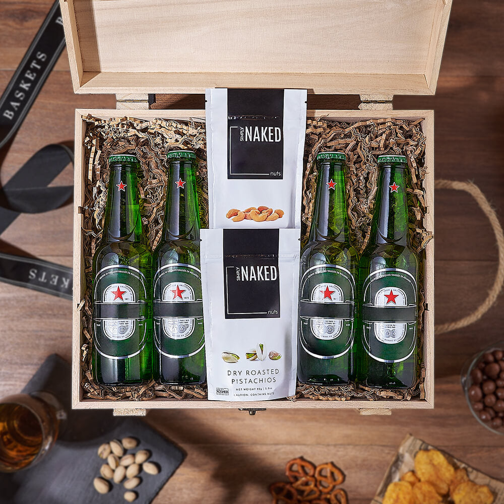 Superb Beer &amp; Nuts Gift Crate from Rhode Island Baskets - Beer Gift Set - Rhode Island Delivery