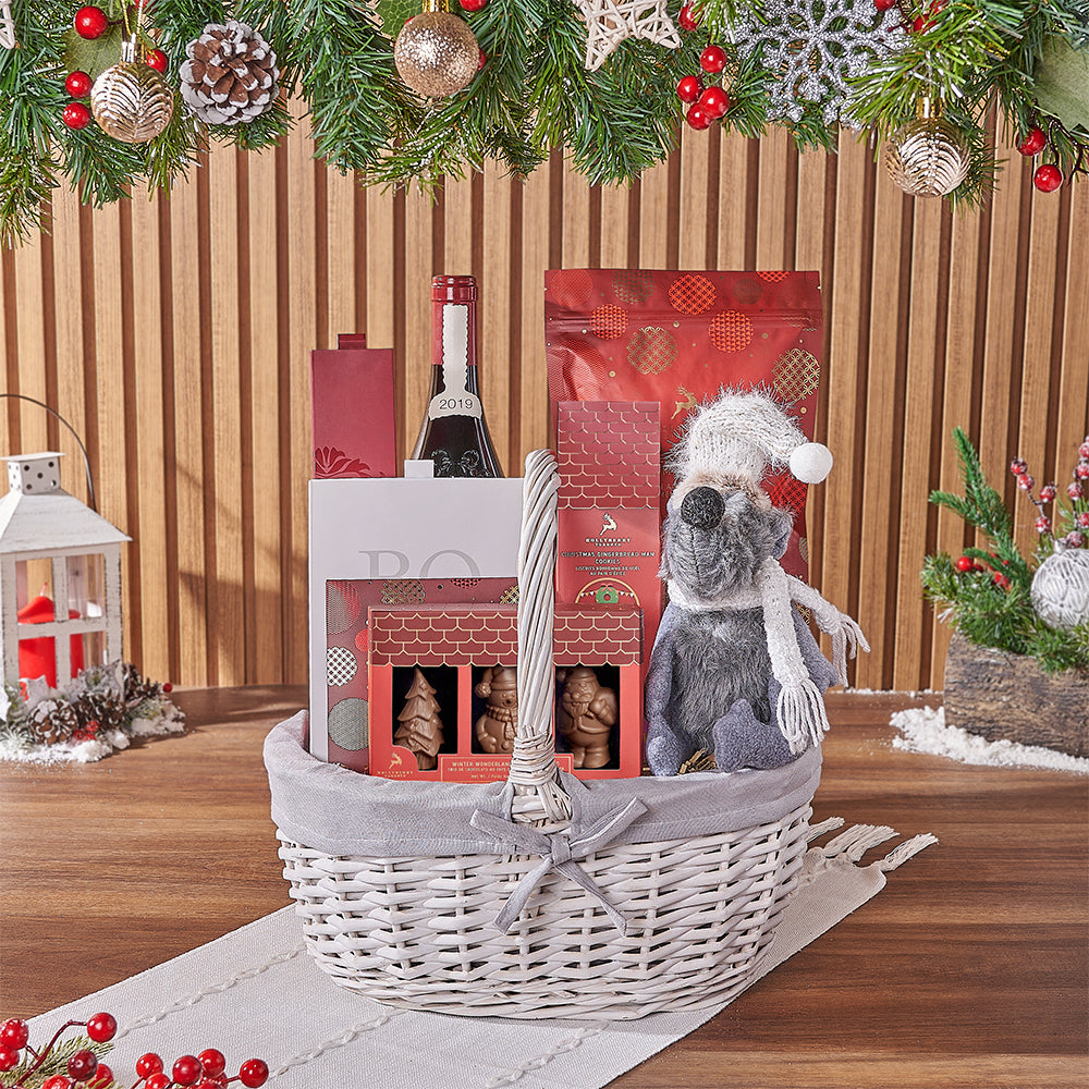 White Wine Basket with Chocolates – how the gift is presented