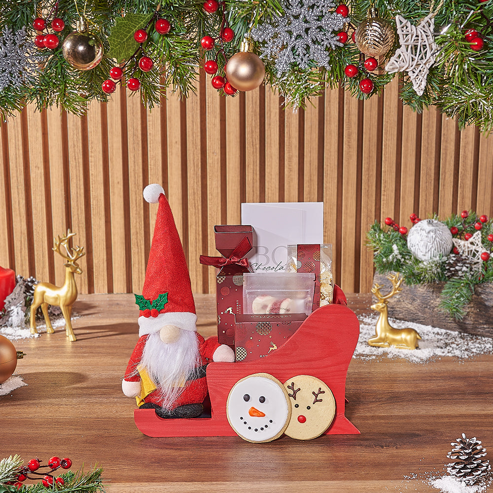 Chocolate and Popcorn Sleigh Gift – how the gift is presented