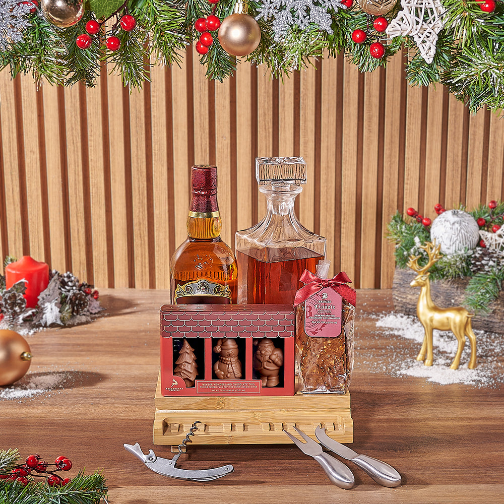 Sweet Treats &amp; Liquor Gift Set, Christmas gift, Christmas, chocolate gift, chocolate, decanter gift, decanter, Rhode Island delivery