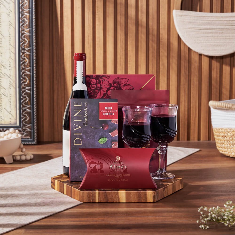 Tempting Chocolate &amp; Wine Gift from Rhode Island Baskets - Wine Gift Basket - Rhode Island Delivery