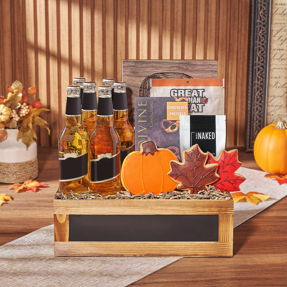 Thanksgiving Beer &amp; Treats Basket from Rhode Island Baskets - Beer Gift Set - Rhode Island Delivery