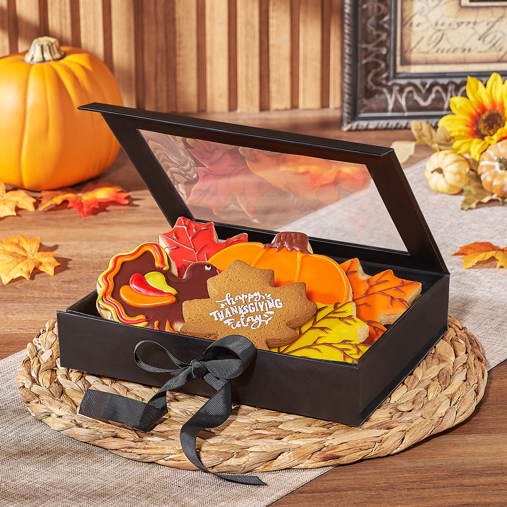 Thanksgiving Inspired Gourmet Cookie Gift Box – how the gift is presented