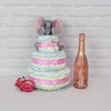 The Diaper Gateau Gift Set with Champagne from Rhode Island Baskets - Champagne Gift Basket - Rhode Island Delivery