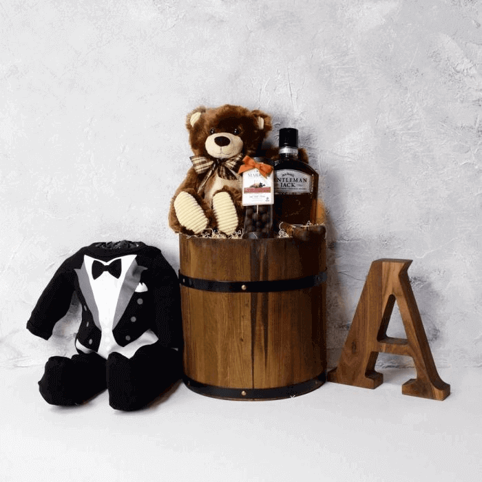Baby Boy Tux Gift Basket, Rhode Island – how the gift is presented