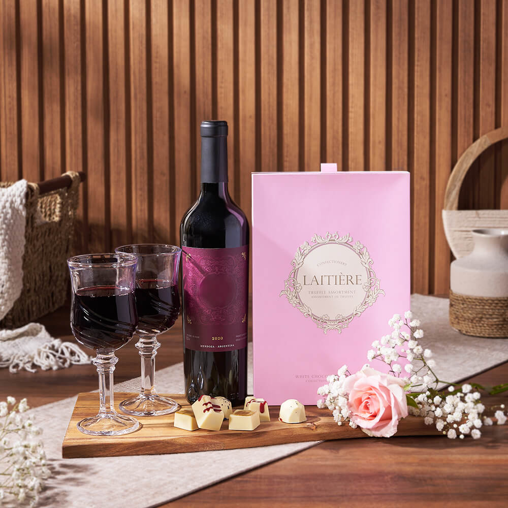 Uptown Wine &amp; Chocolate Gift Basket from Rhode Island Baskets - Wine Gift Set - Rhode Island Delivery.