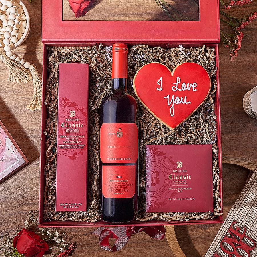 Valentine’s Wine Box, wine gift, wine, valentines day gift, valentines day, cookie gift, cookie, Rhode Island Delivery