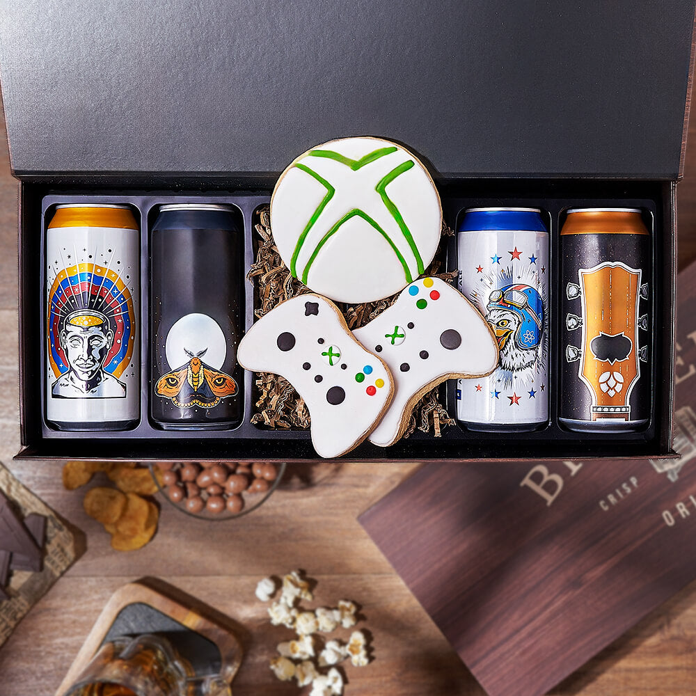 Video Game &amp; Craft Beer Box, beer gift, beer, gaming gift, gaming, cookie gift, cookie, Rhode Island delivery