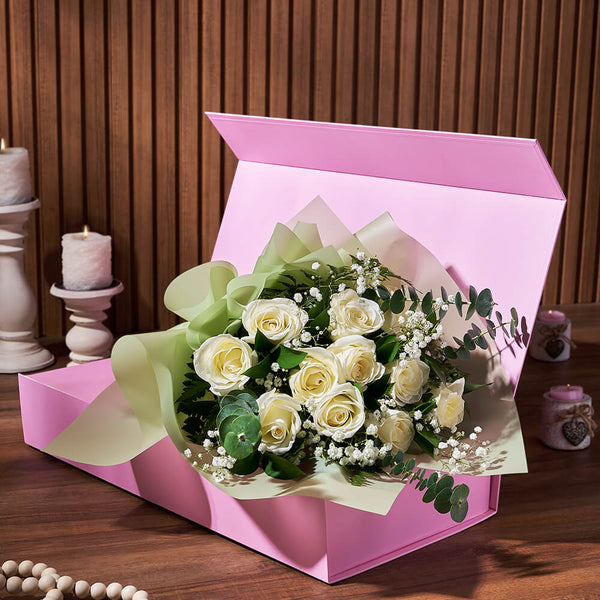 12-Stem White Rose Floral Wrap Bouquet – the bouquet