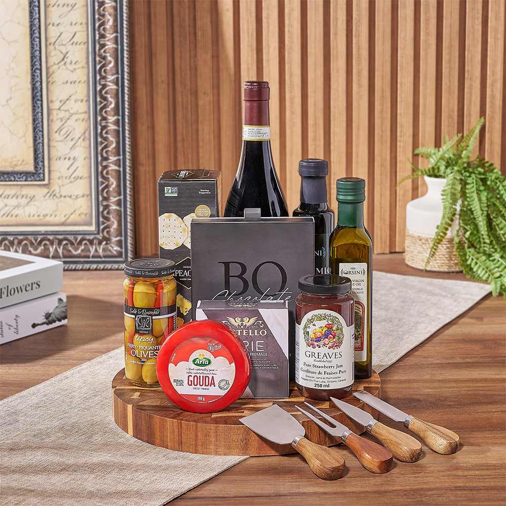 Wine Basket with Dark Truffles – how the gift is presented