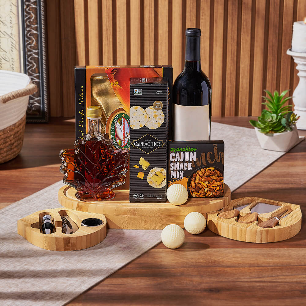 Wine Gift Basket and Maple Syrup – how the gift is presented