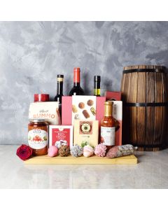 Meadowvale Wine Gift Basket, wine gift baskets, gourmet gift baskets, Valentine's Day gifts, gift baskets, romance
