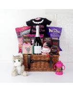 I AM BORN GIFT BASKET WITH CHAMPAGNE, baby girl gift basket, welcome home baby gifts, new parent gifts
