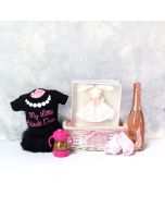 BABY GIRL'S LI'L BLACK DRESS SET WITH CHAMPAGNE, baby girl gift hamper, newborns, new parents