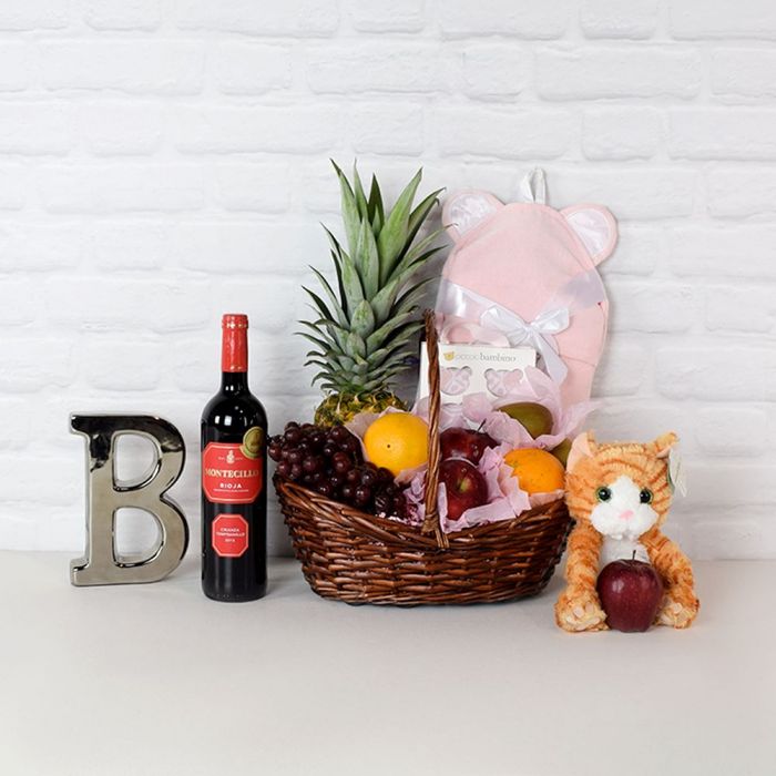 Send Puppy Love New Baby Gift Basket - Pink | James Cress Florist