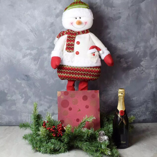 Snowman & Gourmet Chocolates With Champagne Gift Set Rhode Island